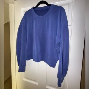 Lululemon Softstreme Perfectly Oversized Cropped Crew 10 Psychic Blue NWOT